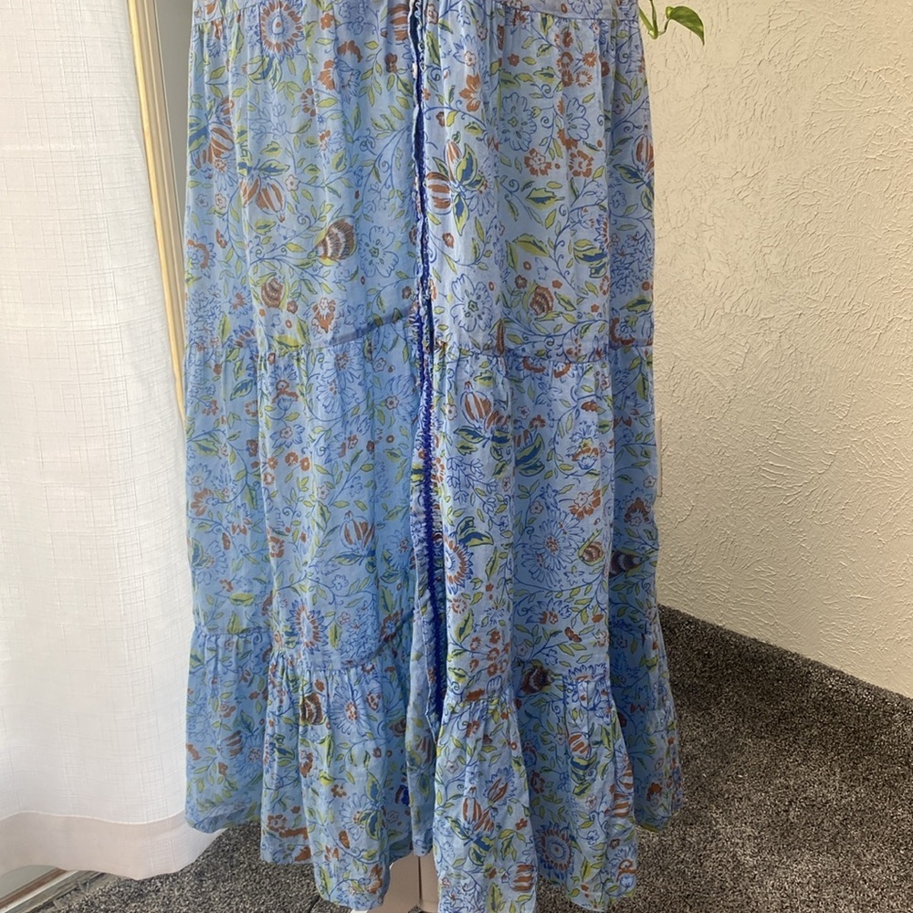 Poupette St.Barth Blue Ruffled Tiered Maxi Sundress Women’s Nana Long Dress SzXS - Picture 6 of 13